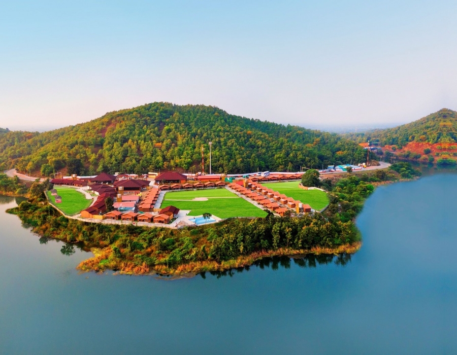 Statue of Unity Tent city 1 areal view | Resorts near Statue of Unity | Resort in Kevadiya Statue of Unity Tent city 1 areal view